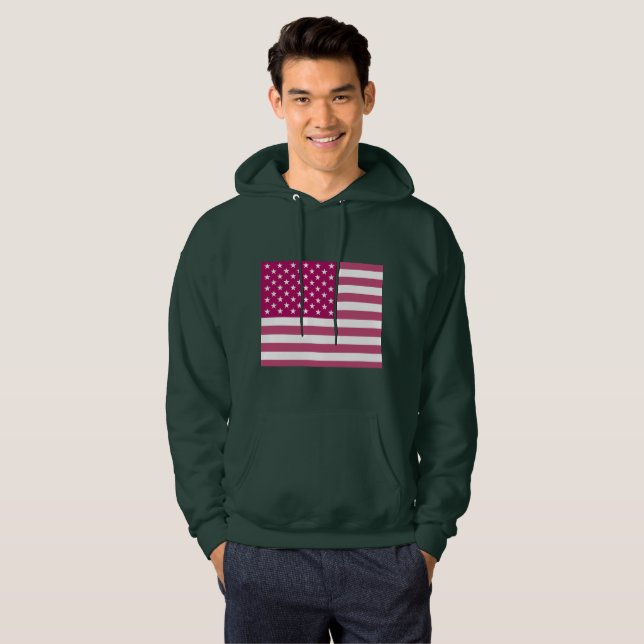 Sexy boy withe my USA pink flag  Hoodie (Front Full)