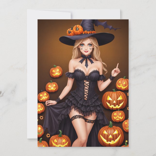 Sexy Costume Halloween Witch Cards (Front)