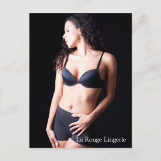 Sexy Female Model with Black Lingerie Postcard
