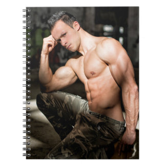 Sexy Guy Shirtless Military Muscle Man Camo Pants Notebook