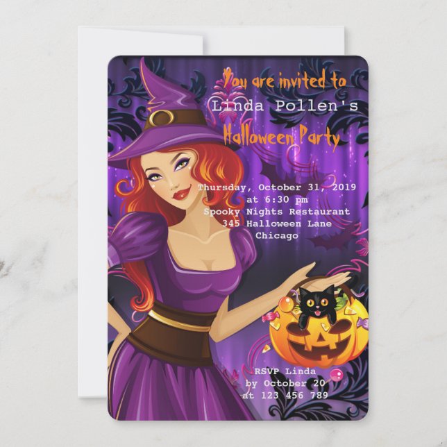 Sexy Halloween Witch Invitation (Front)