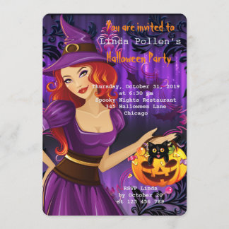 Sexy Halloween Witch Invitation