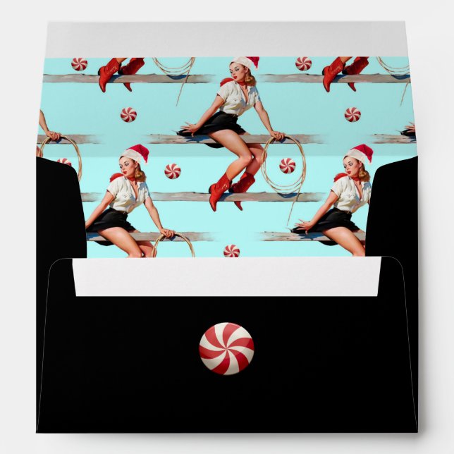 Sexy Hot Pin Up Girl Christmas Party Celebration Envelope (Back (Bottom))