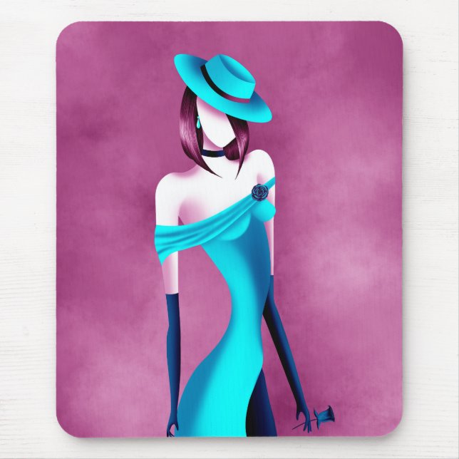 Sexy Lady Holding Rose  Mouse Mat (Front)