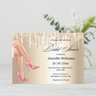 sexy legs gold glitters bridal shower  invitation