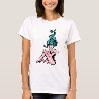 Sexy Pin-up Girl With Blue Hair T-Shirt