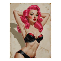 Sexy Pink Hair Pin-up Bikini