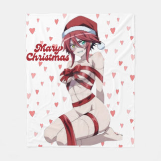 Sexy Santa Marry Cristmas Wrapped Anime Girl Fleece Blanket
