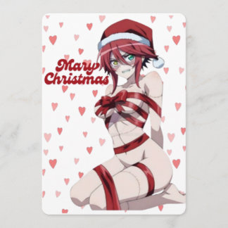 Sexy Santa Marry Cristmas Wrapped Anime Girl Invitation