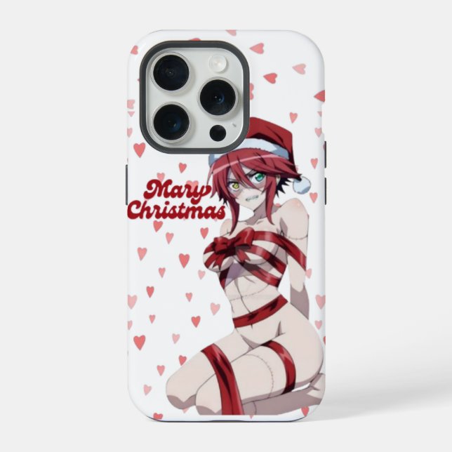 Sexy Santa Marry Cristmas Wrapped Anime Girl iPhone Case (Back)