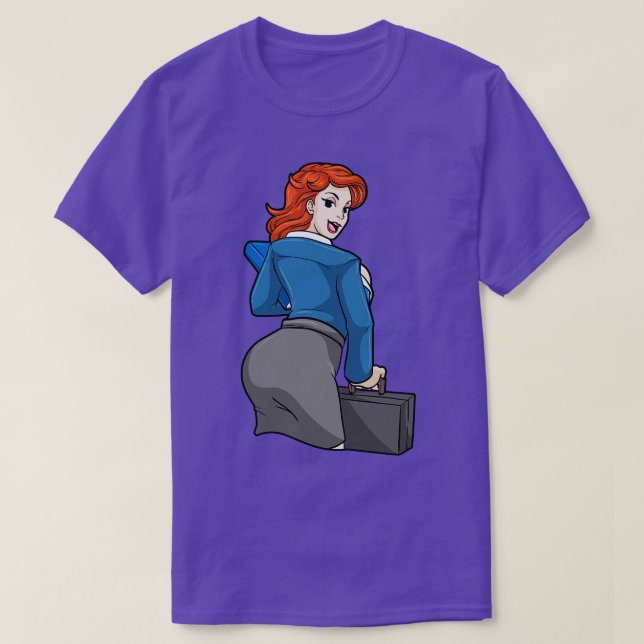 Sexy Secretary with Briefcase T-Shirt (Design Front)