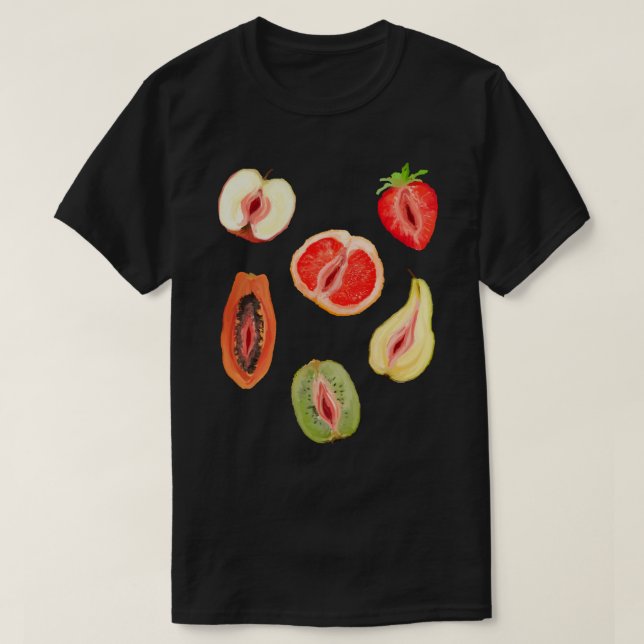 Sexy Vagina Fruits Sticker T-Shirt (Design Front)