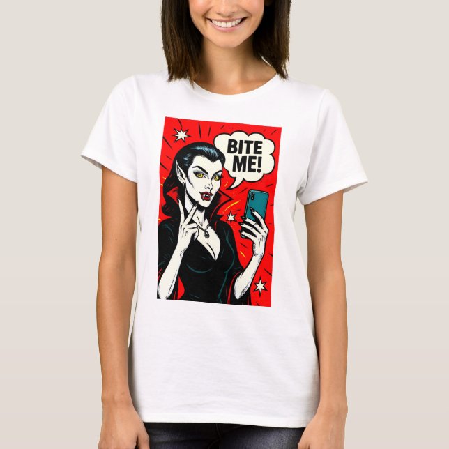 Sexy Vampire Selfie - Classic Pop Art T-Shirt (Front)