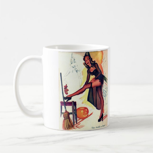 Sexy Witch Vintage Halloween Coffee Mug (Left)