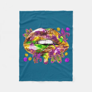 Sexy Women Lips Mardi Gras Carnival Fat Fleece Blanket