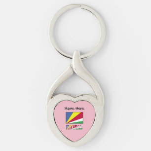 Seychelles and Seychellois Flag with Your Name Key Ring