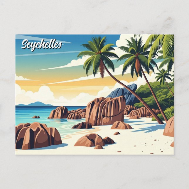 Seychelles Anse Source d'Argent Beach Travel Postcard (Front)
