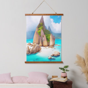 Seychelles Beach Art Ocean Lover Hanging Tapestry