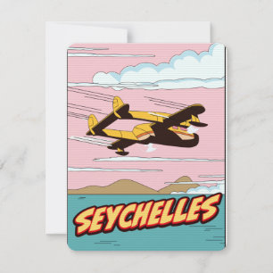 Seychelles Cartoon travel poster.