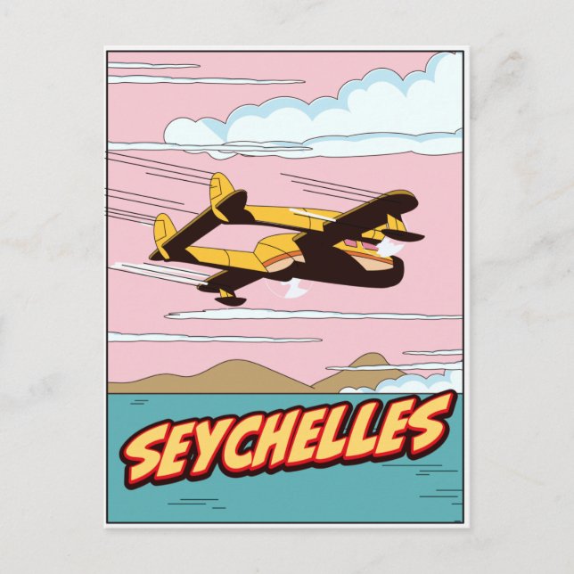 Seychelles Cartoon travel poster. Postcard (Front)