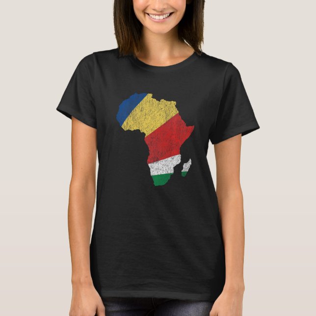 Seychelles Flag Africa Continent Silhouette Gift S T-Shirt (Front)