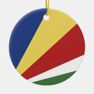 Seychelles flag ceramic tree decoration