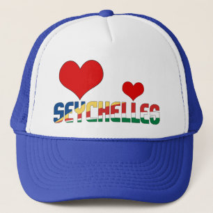 Seychelles Flag Heart Blue Red Green Patriotic  Trucker Hat