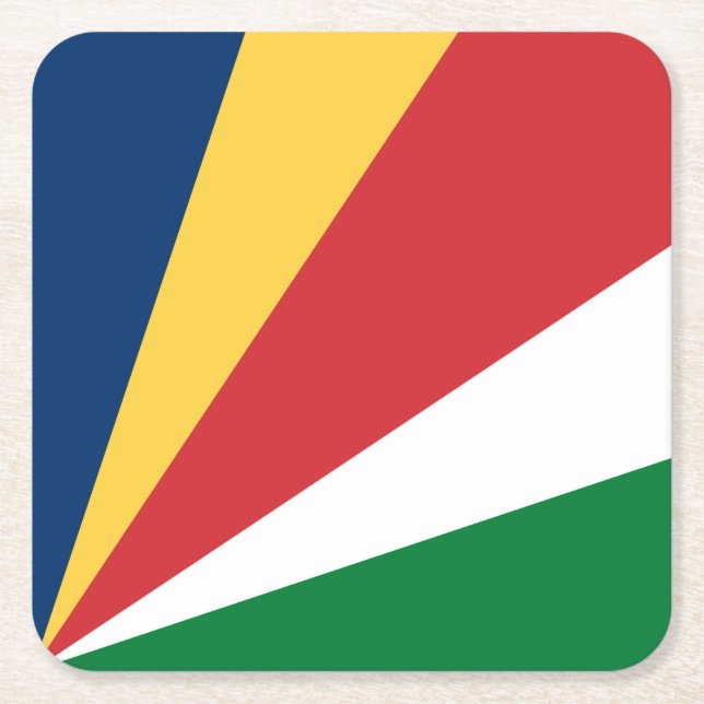 Seychelles Flag Square Paper Coaster (Front)