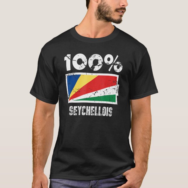 Seychelles Flag Support 100 Seychellois Battery Po T-Shirt (Front)