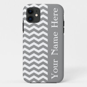 Seychelles Grey Wave Chevron with name iPhone 11 Case