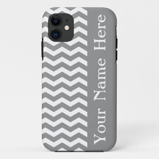 Seychelles Grey Wave Chevron with name Case-Mate iPhone Case (Back)
