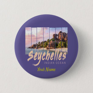 Seychelles Indian Ocean vintage sunset souvenir 6 Cm Round Badge