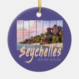 Seychelles Indian Ocean vintage sunset souvenir Ceramic Tree Decoration