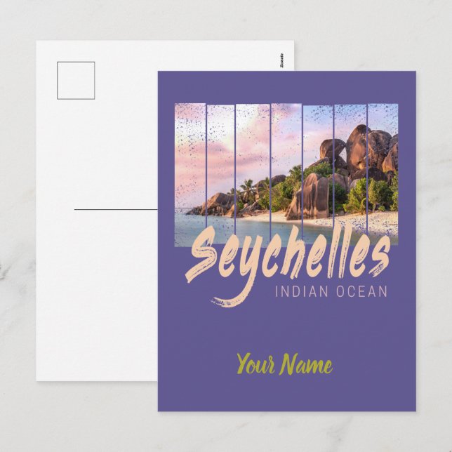 Seychelles Indian Ocean vintage sunset souvenir Holiday Postcard (Front/Back)