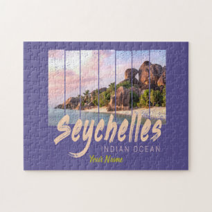Seychelles Indian Ocean vintage sunset souvenir Jigsaw Puzzle