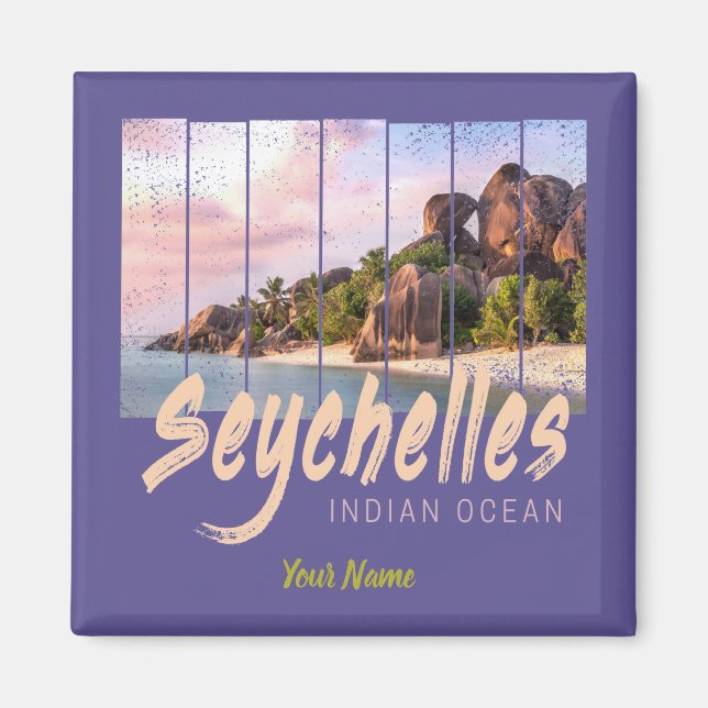 Seychelles Indian Ocean vintage sunset souvenir Magnet (Front)