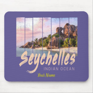 Seychelles Indian Ocean vintage sunset souvenir Mouse Mat