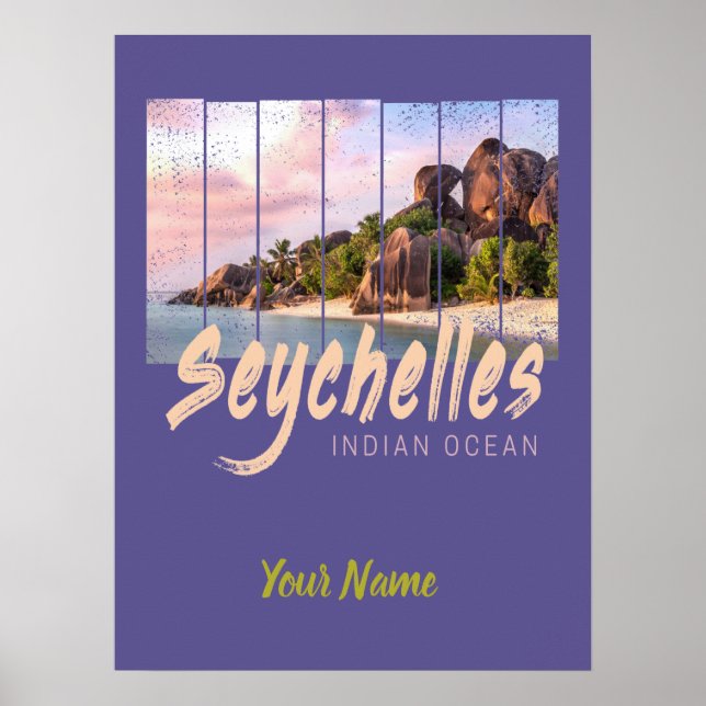 Seychelles Indian Ocean vintage sunset souvenir Poster (Front)