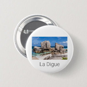 Seychelles La Digue Anse Marron Beach Vintage 6 Cm Round Badge