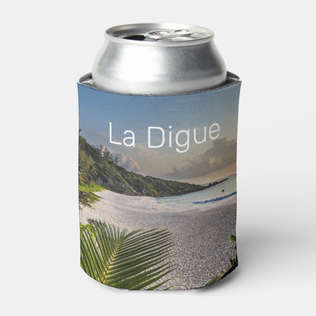 Seychelles La Digue Sunset Beach Holiday Souvenir  Can Cooler (Can Front)