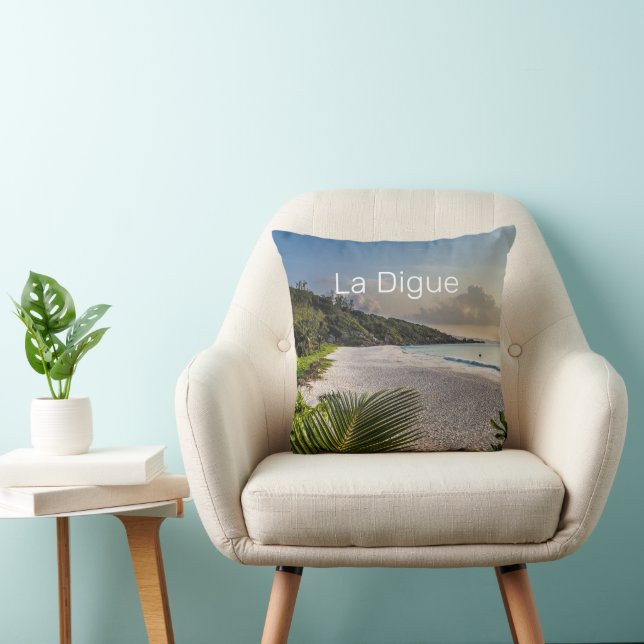 Seychelles La Digue Sunset Beach Holiday Souvenir  Cushion (Chair)