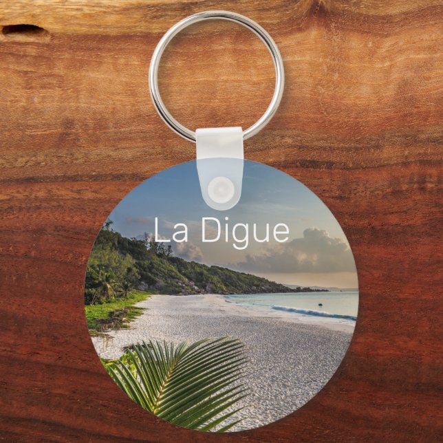 Seychelles La Digue Sunset Beach Holiday Souvenir  Key Ring (Front)