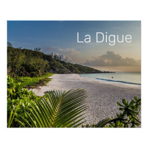 Seychelles La Digue Sunset Beach Holiday Souvenir  Poster