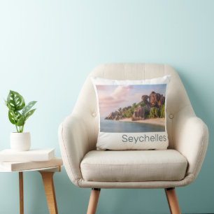 Seychelles La Digue Vintage Sunset Holiday Gift Cushion