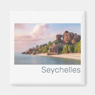 Seychelles La Digue Vintage Sunset Holiday Gift Magnet