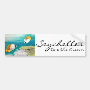 Seychelles live the dream angelfish bumper sticker