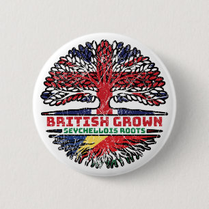Seychelles Seychellois British UK Tree Roots Flag 6 Cm Round Badge