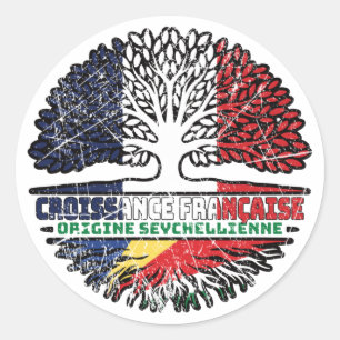 Seychelles Seychellois  French France Tree Roots Classic Round Sticker
