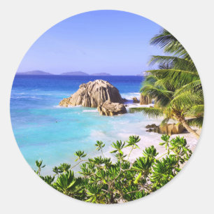 Seychelles Tropical Island Beach Classic Round Sticker