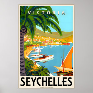 Seychelles Victoria Indian Ocean Travel Poster